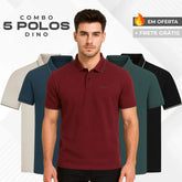 Kit 5 Camisas Polo Dino Manga Curta Minimalista - Pré Black Friday