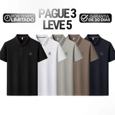 [Leve 5, Pague Só 3] Kit de Camisas Polo Masculinas Valder Premium em Seda Mulberry, Poliéster e Elastano - Pré Black Friday🔥
